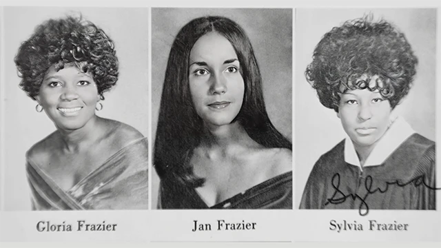 Jan Frazier Yearbook Photo with Gloria and Sylvia Frazier